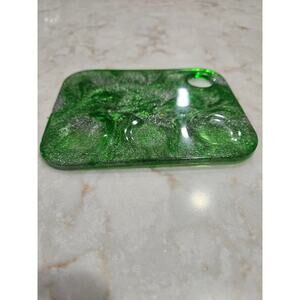 Resin Paint /  Makeup Mixing Palette Green Silver 5" x 4"